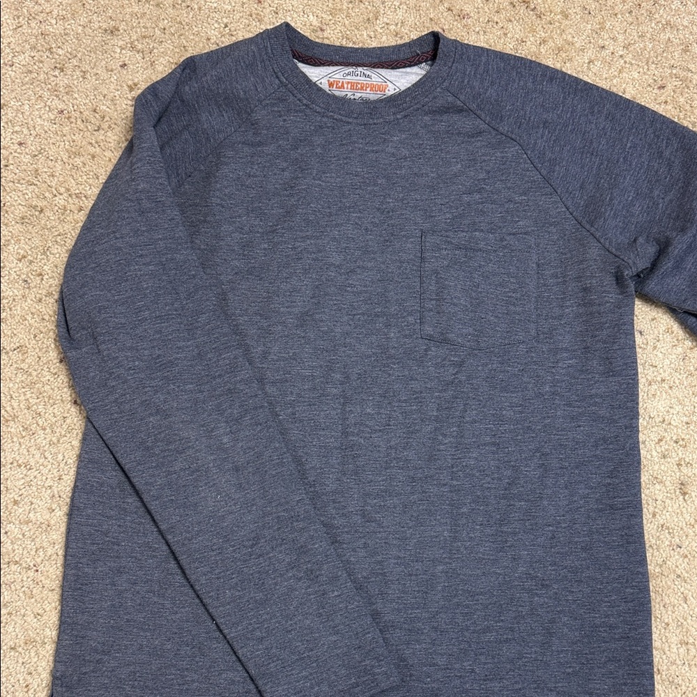 Weatherproof Heathered Blue Long-Sleeve Pocket Tee